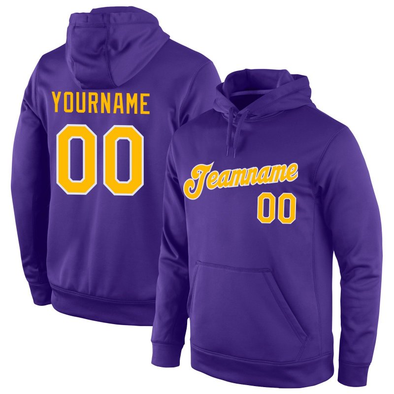 0356e847efc96666634b8f00b6697669 Men's Custom Stitched Purple Gold-White Sports Pullover Sweatshirt Hoodie - Image 1