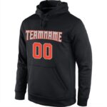 Men's Custom Stitched Black Orange-Gray Sports Pullover Sweatshirt Hoodie - Image 3