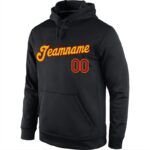 Men's Custom Stitched Black Gold-Red Sports Pullover Sweatshirt Hoodie - Image 2