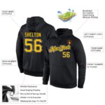 Men's Custom Stitched Black Gold-White Sports Pullover Sweatshirt Hoodie - Image 3