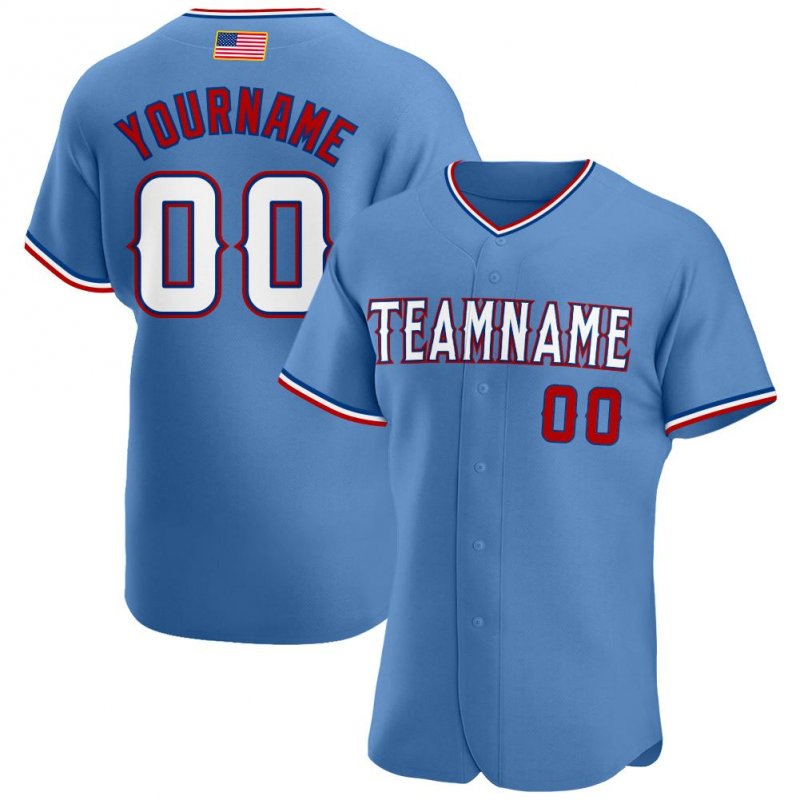 283dcff3d50990c5b9fe7c01ea5f26cf Men's Custom Light Blue White-Red Authentic American Flag Fashion Baseball Jersey - Image 1