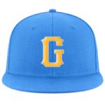 Custom Powder Blue Gold-White Stitched Adjustable Snapback Hat - Image 2