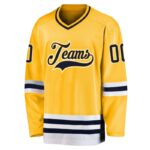 Men's Custom Gold Navy-White Hockey Jersey - Image 2