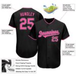 Men's Custom Black Pink-White Authentic Baseball Jersey - Image 3