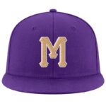 Custom Purple Old Gold-White Stitched Adjustable Snapback Hat - Image 2