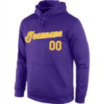 Men's Custom Stitched Purple Gold-White Sports Pullover Sweatshirt Hoodie - Image 3
