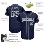 Men's Custom Navy Silver-White Authentic Drift Fashion Baseball Jersey - Image 3
