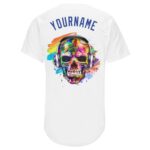 Men's Custom White Royal-Orange Authentic Skull Fashion Baseball Jersey - Image 3