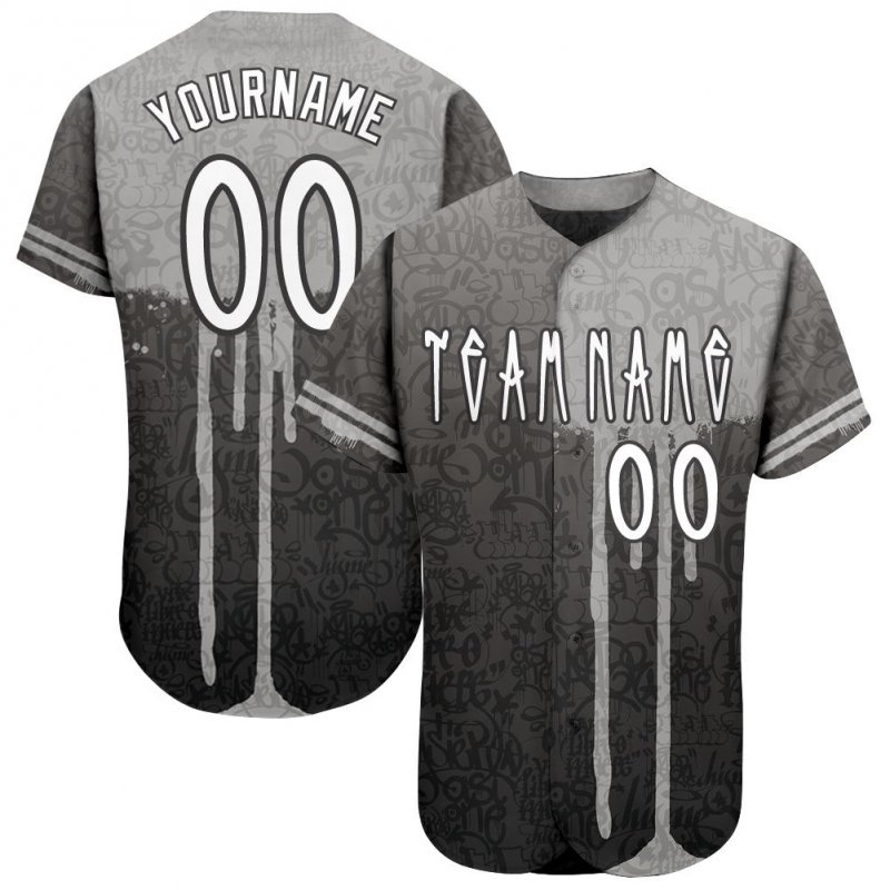 84dd1e5b829c7dc51ce0e69ec12f4235 Men's Custom Graffiti Pattern White-Gray 3D "Picaxao" Authentic Baseball Jersey - Image 1
