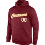 Men's Custom Stitched Burgundy White-Gold Sports Pullover Sweatshirt Hoodie - Image 2
