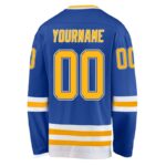 Men's Custom Blue Gold-Cream Hockey Jersey - Image 3