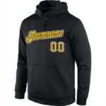 Men's Custom Stitched Black Gold-White Sports Pullover Sweatshirt Hoodie - Image 2