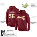 Men's Custom Stitched Burgundy White-Gold Sports Pullover Sweatshirt Hoodie - Image 3