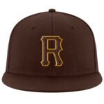 Custom Brown Brown-Gold Stitched Adjustable Snapback Hat - Image 2