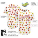 Men's Custom White White-Red 3D Pattern Design "Autumn Leaves" Authentic Baseball Jersey - Image 3
