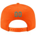 Custom Orange Aqua-White Stitched Adjustable Snapback Hat - Image 3