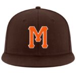 Custom Brown Orange-White Stitched Adjustable Snapback Hat - Image 2