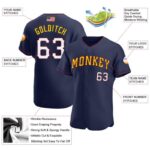 Men's Custom Navy White-Gold Authentic American Flag Fashion Baseball Jersey - Image 4
