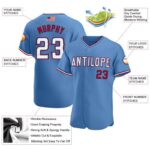Men's Custom Light Blue White-Red Authentic American Flag Fashion Baseball Jersey - Image 3