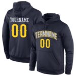 Men's Custom Stitched Navy Gold-White Sports Pullover Sweatshirt Hoodie