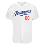 Men's Custom White Royal-Orange Authentic Skull Fashion Baseball Jersey - Image 2